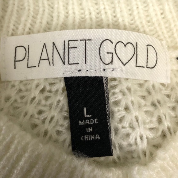 Planet Gold off white, gold knit sweater NWT large - Picture 4 of 9